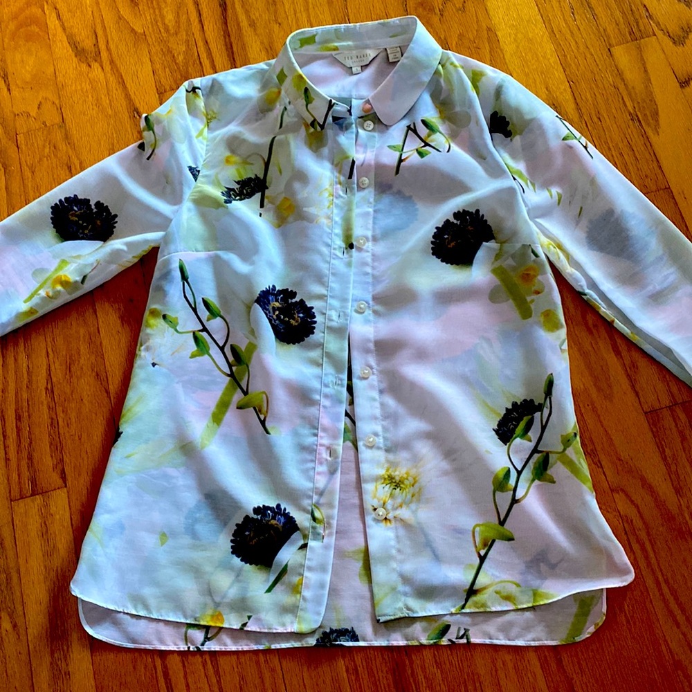 Ted baker floral long sleeve blouse